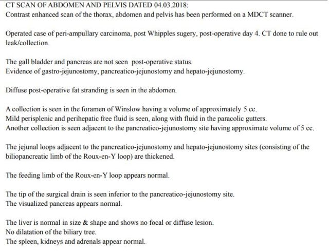 Report for Whipples post-op stuff